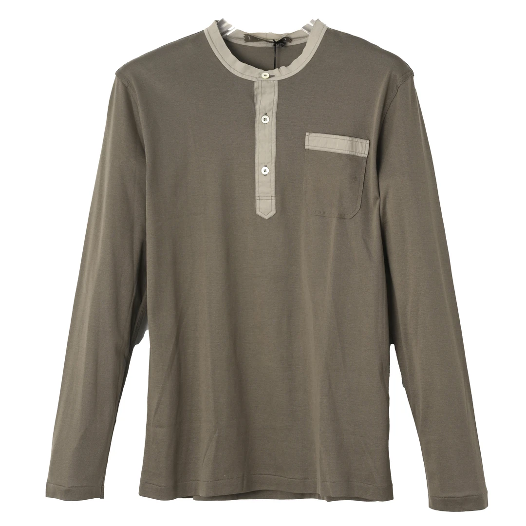 LANVIN 男士卡其色纯棉休闲圆领舒适长袖上衣 M18EL1047BS001