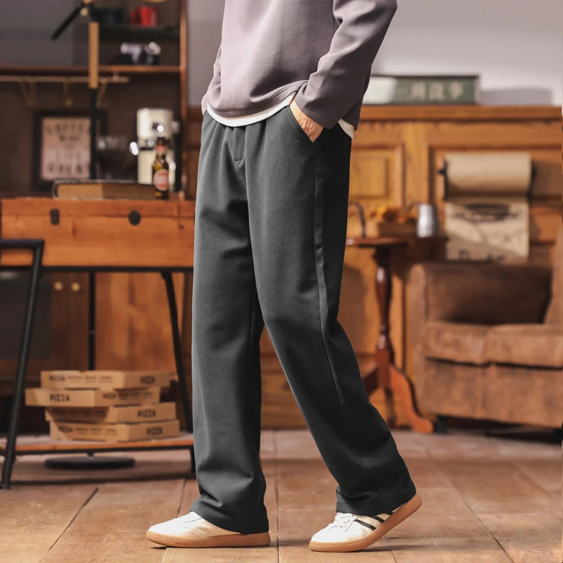 男士潮流简约百搭高级感运动阔腿直筒休闲卫裤凸显美式风格基础款