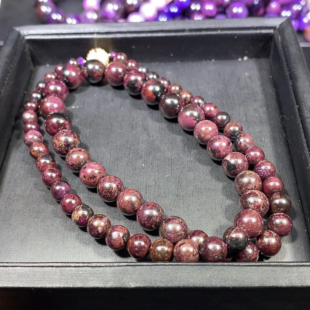 苏纪石（舒俱来）未镶嵌南非舒俱来老油紫圆珠塔链