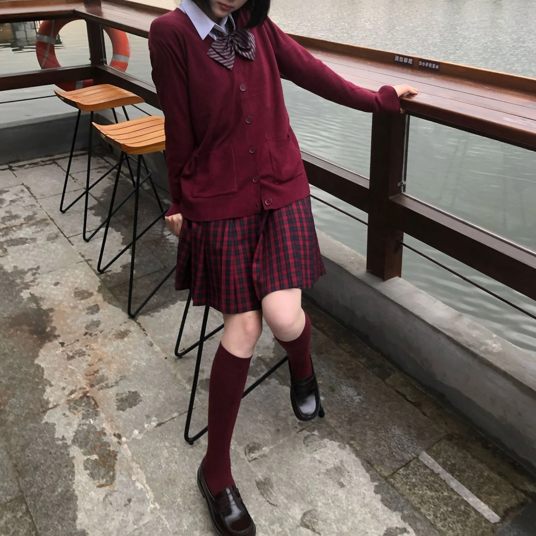 【神北JK】千禧原创jk格裙红色圣诞新年款百褶裙日系半生裙学院风