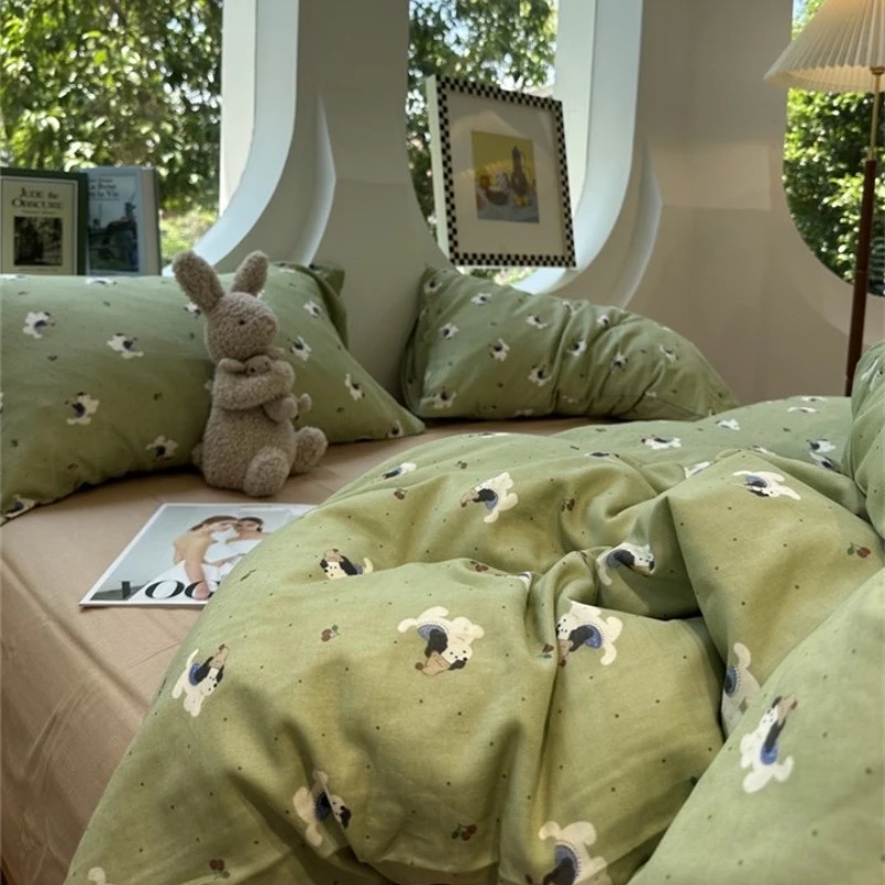 (微瑕处理)加厚100%全棉母婴级双层纱床单四件套纯棉被套冬季床品