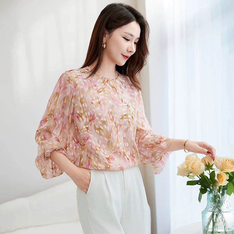 夏季新款桑蚕丝真丝气质轻奢小衫12599686