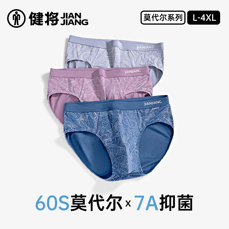健将男士三角内裤抗菌裆男生宽松底裤莫代尔透气短裤新款大码裤衩
