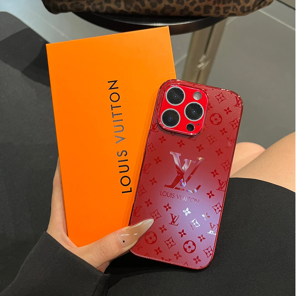 适用苹果16promax手机壳新款红色AG磨砂15pro奢华老花14潮牌13/12