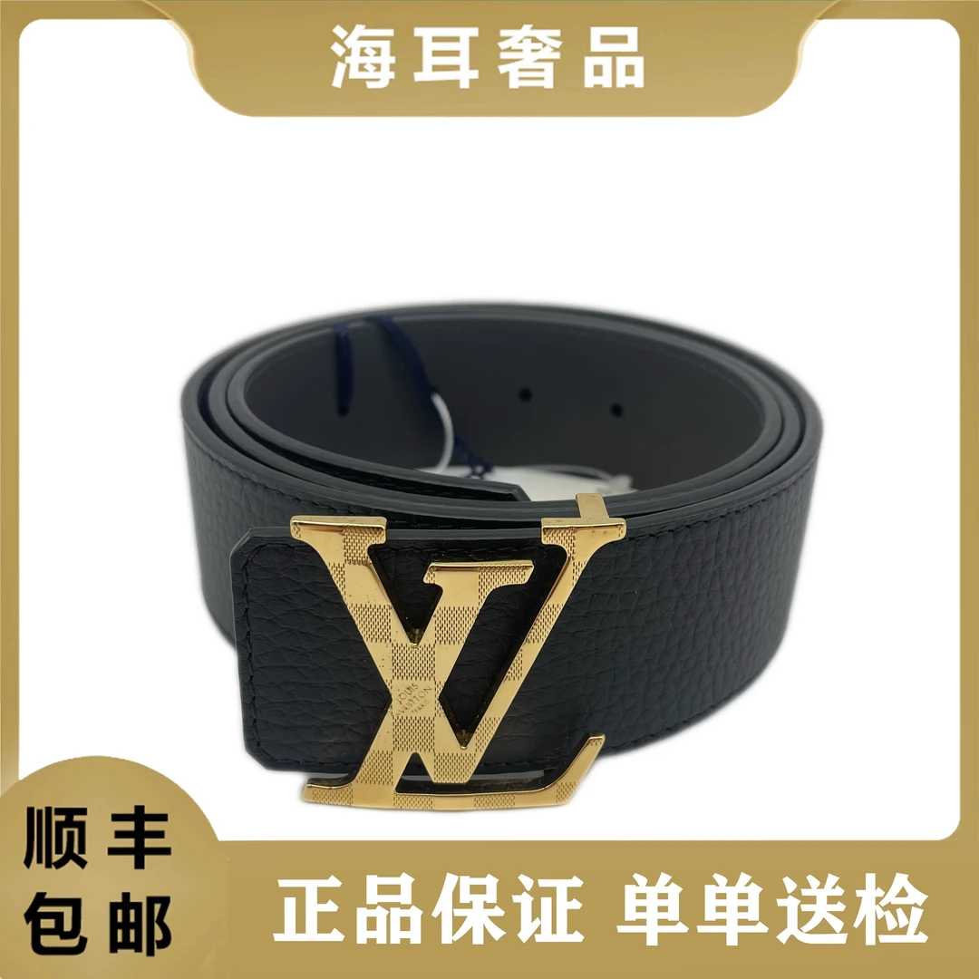未使用 LouisVuitton/路易威登 95码金扣荔枝纹双面腰带14630889