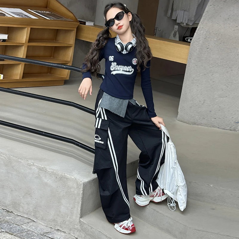 女大童春秋装休闲套装2025新款洋气秋季卫衣工装裤女孩运动两件套