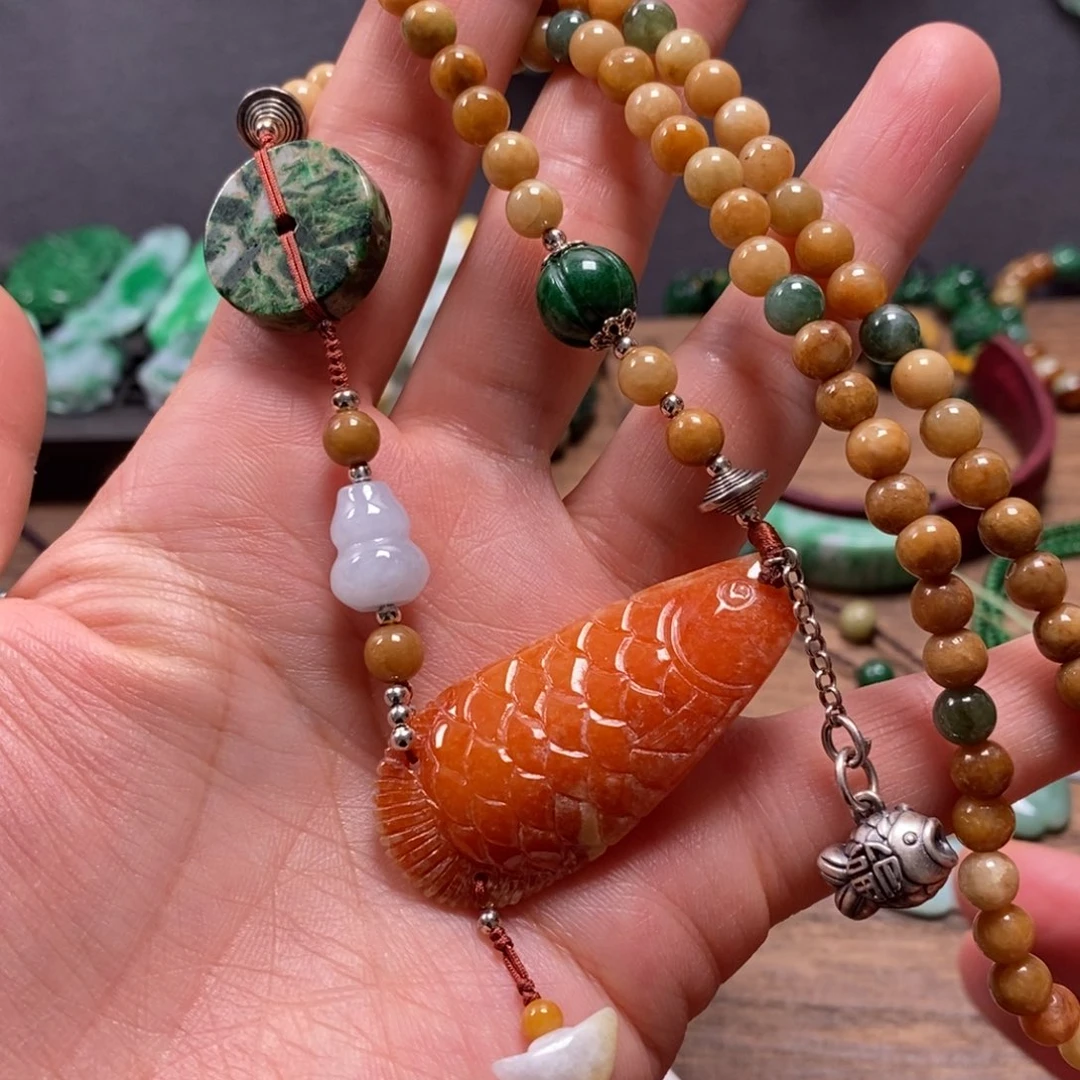 翡翠未镶嵌颈饰复古国风