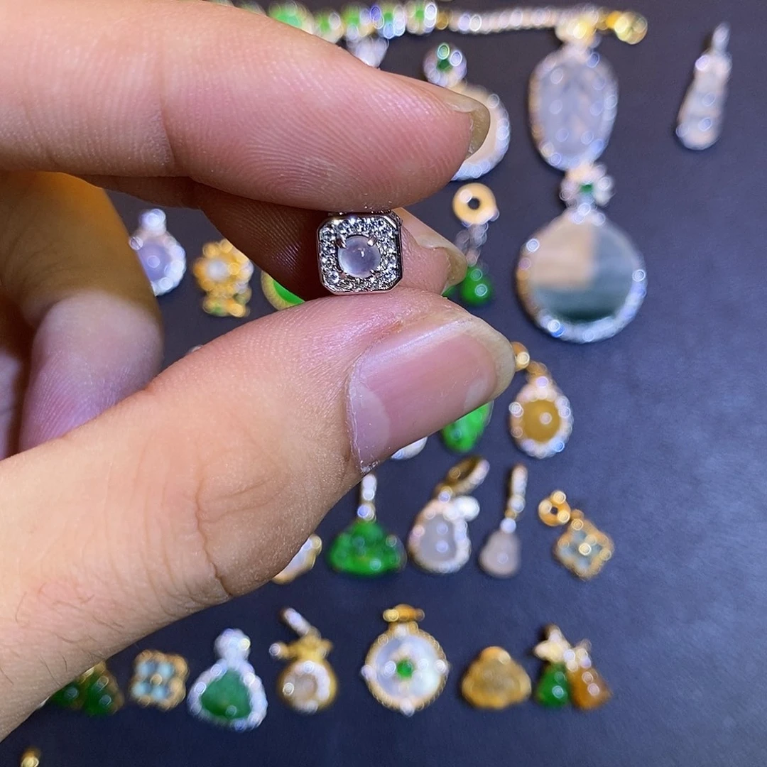 吊坠(不含链)银S925镶嵌翡翠