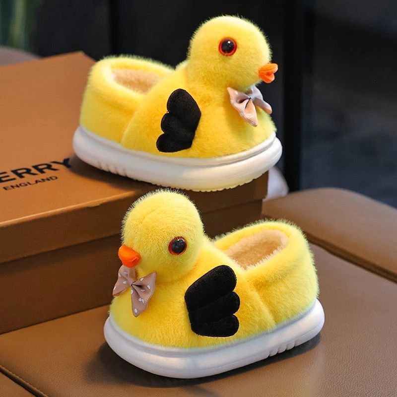 儿童包跟棉鞋冬季2025新款小鸭子男女童加绒保暖家居厚底毛毛棉鞋