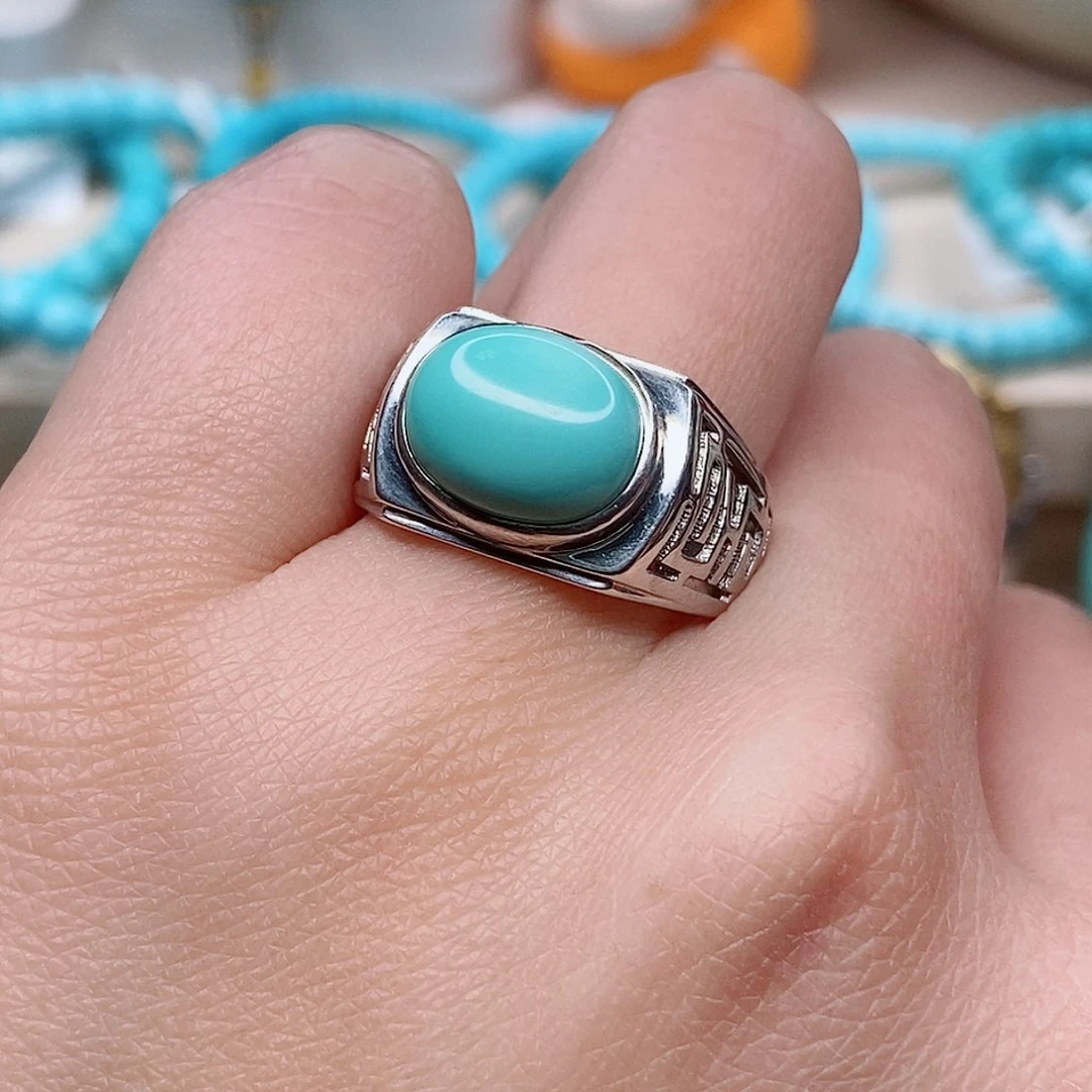 绿松石戒指银S925镶嵌