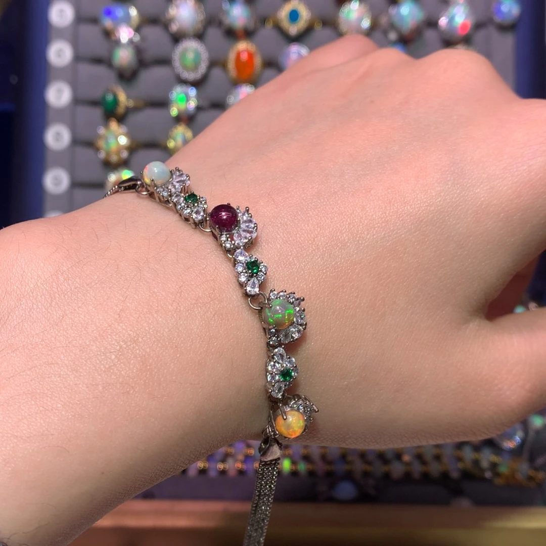 银S925镶嵌欧泊手链款式特价不退换A****g