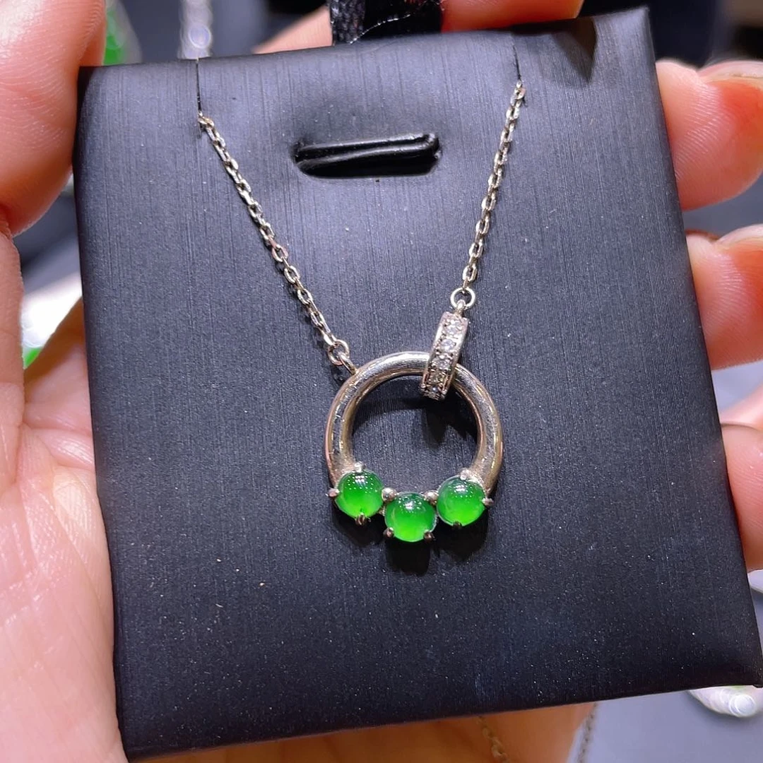 项链银S925镶嵌翡翠