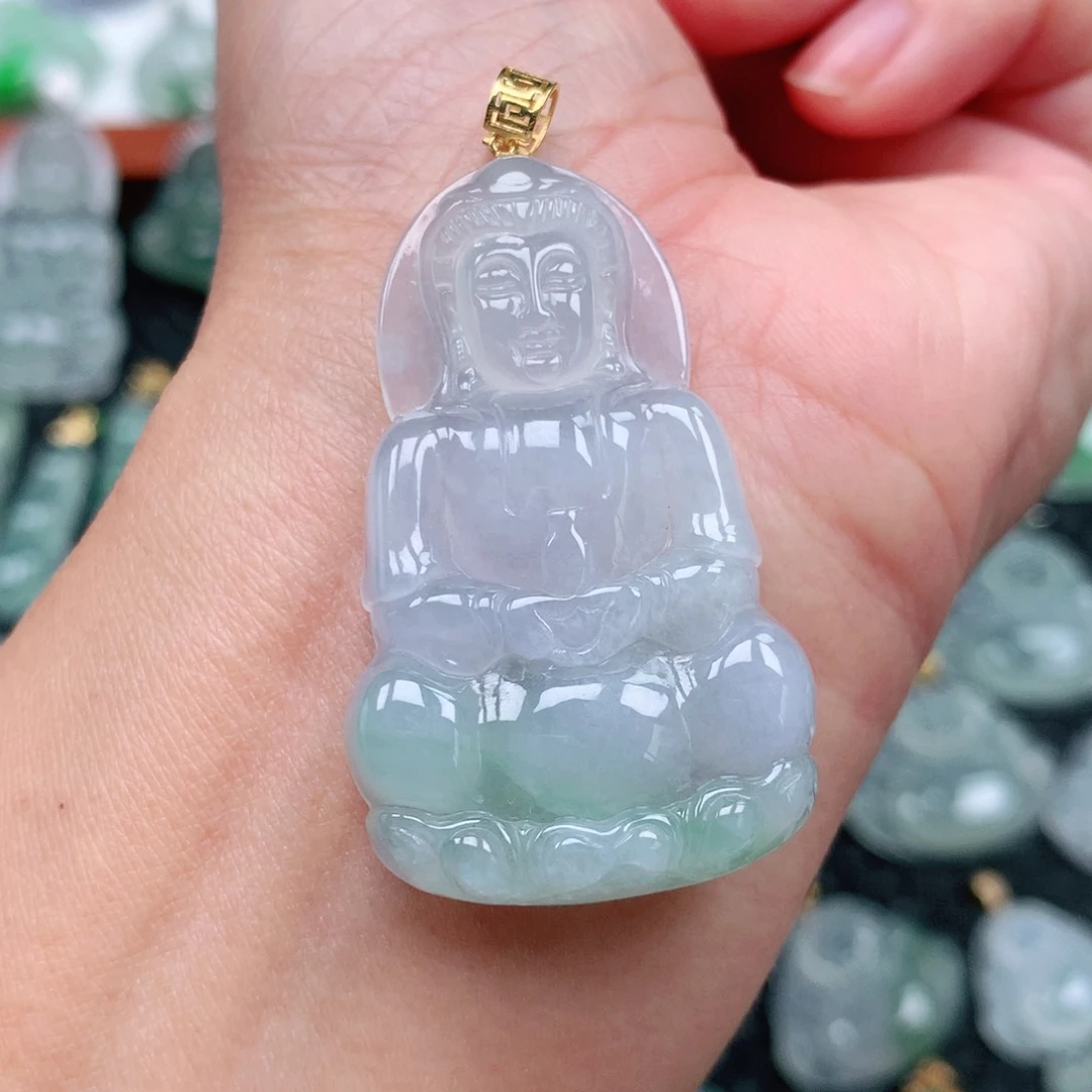 翡翠吊坠(不含链)18K金镶嵌