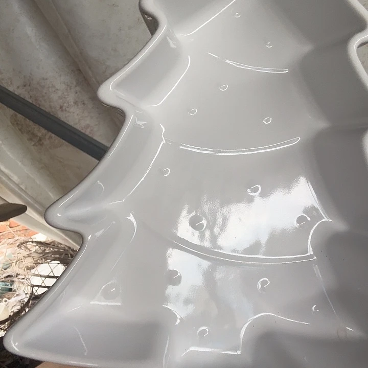 外贸尾单高温陶瓷微瑕圣诞树盘子