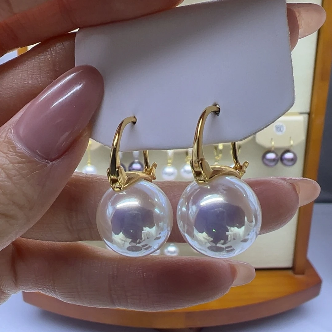 淡水珍珠银S925镶嵌耳饰