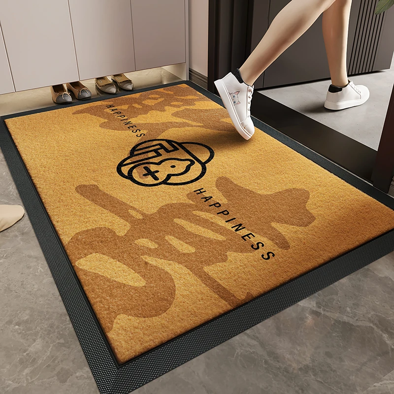 高级感入户门地垫仿椰棕黄色耐脏除尘大门口进门家用脚垫玄关地毯