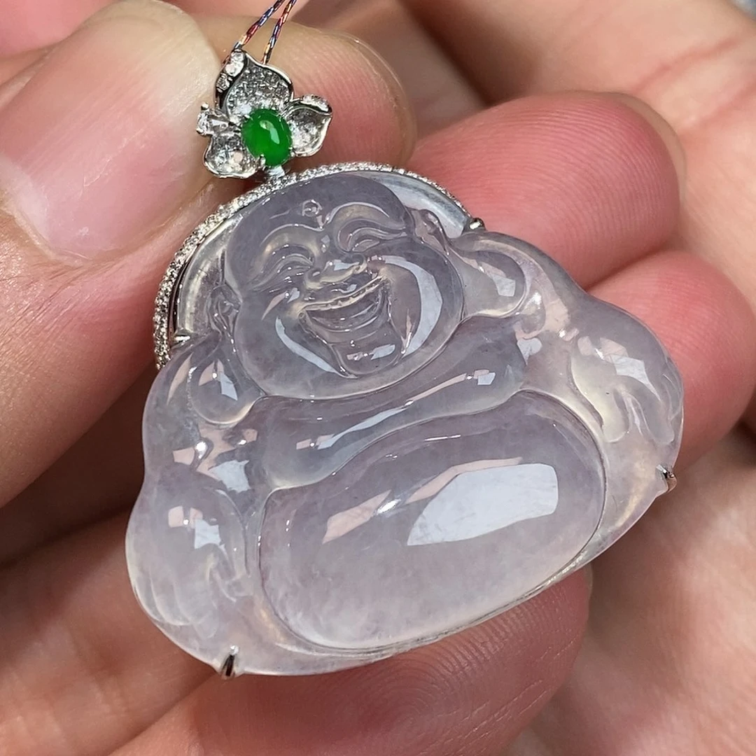 翡翠18K金镶嵌颈饰佛公