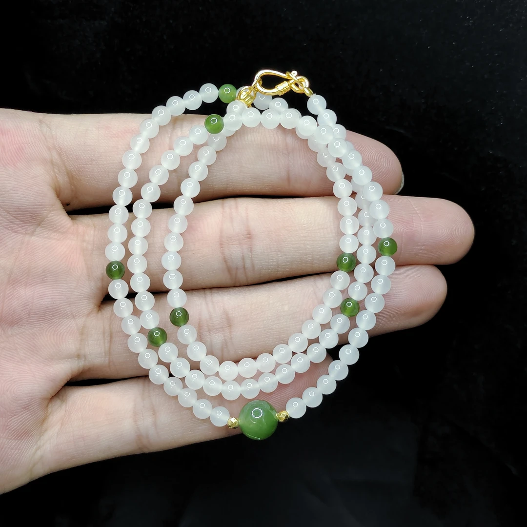 【老三珠宝】和田玉DIY女神链H1-约3-8mm