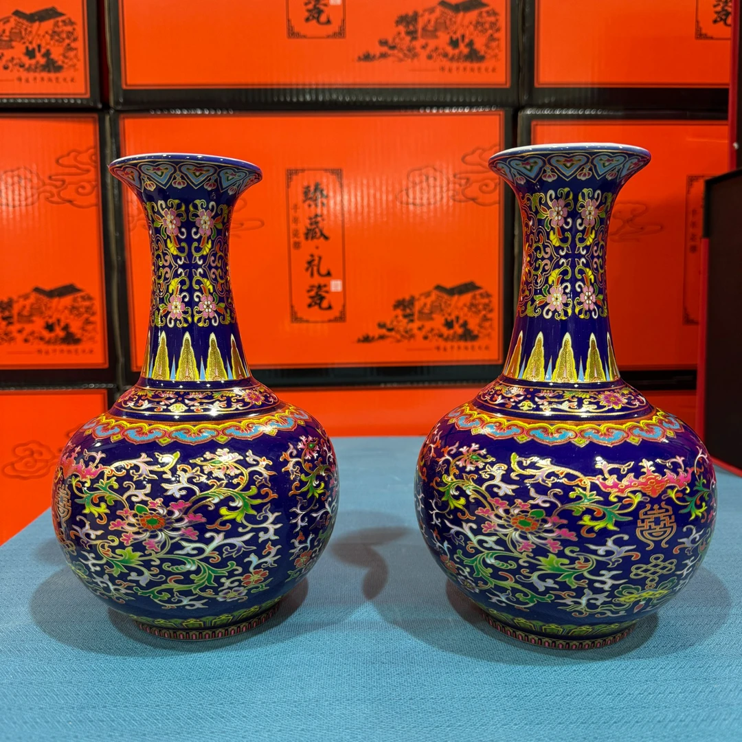 季蓝福寿莲锦对瓶礼盒装