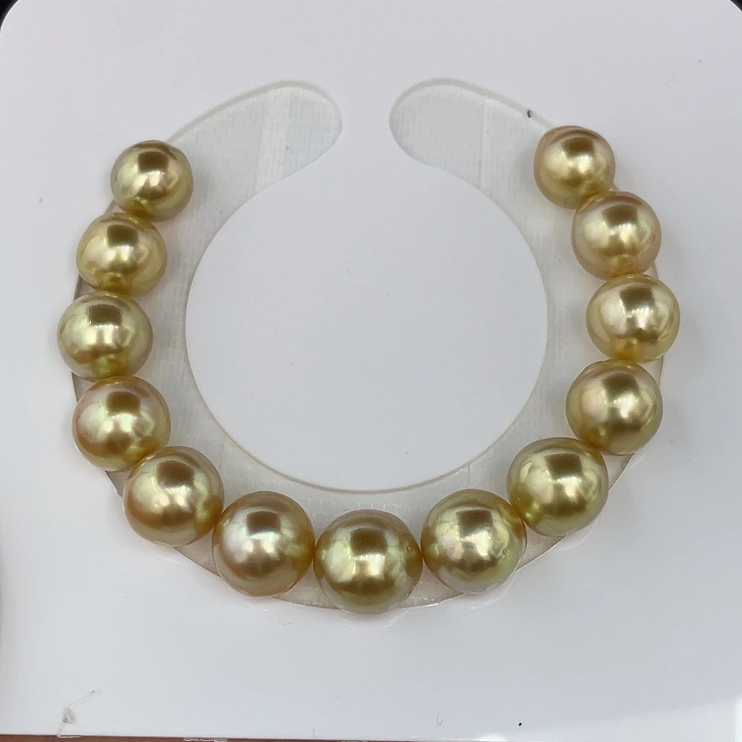 定制海水珍珠未镶嵌裸珠10-12mm炫彩南洋金珠