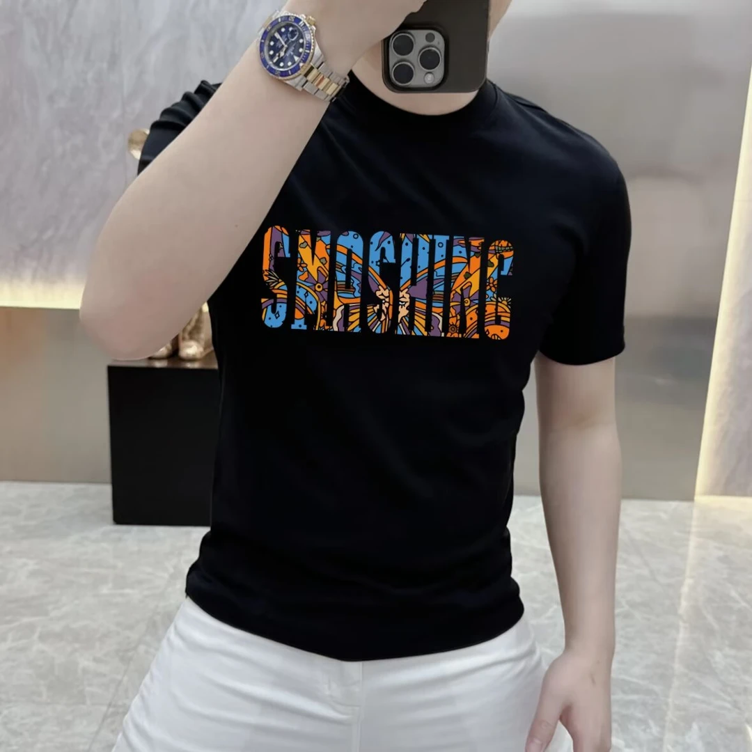 2025款美式潮牌高街字母印花短袖T恤男夏季新款宽松百搭半袖上衣