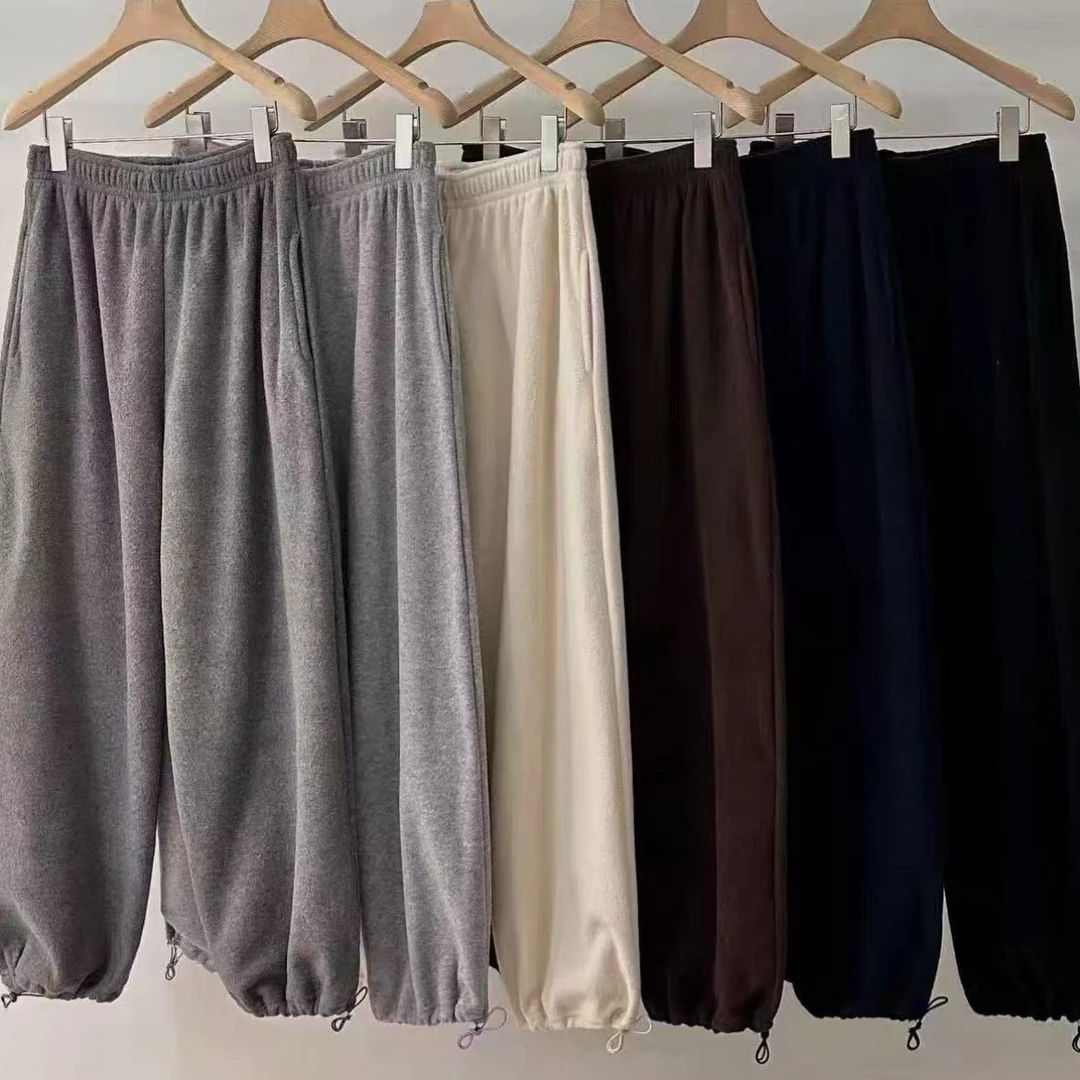 韩国东大门pepper 25洋气松紧腰加绒可束口休闲裤卫裤