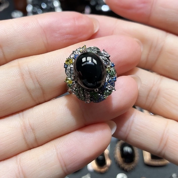 梦***花翡翠18K金镶嵌戒指