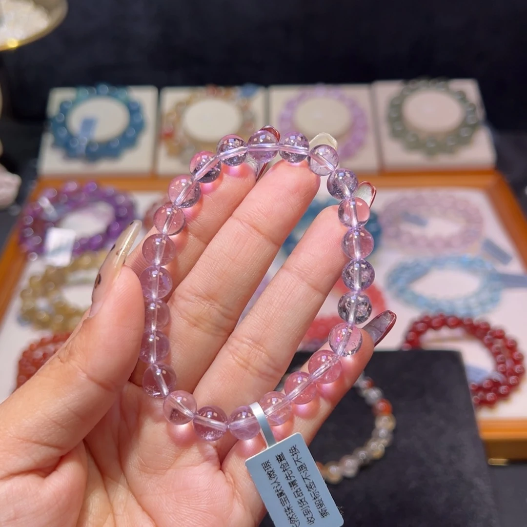 水晶手串未镶嵌懂紫啊塞8m m