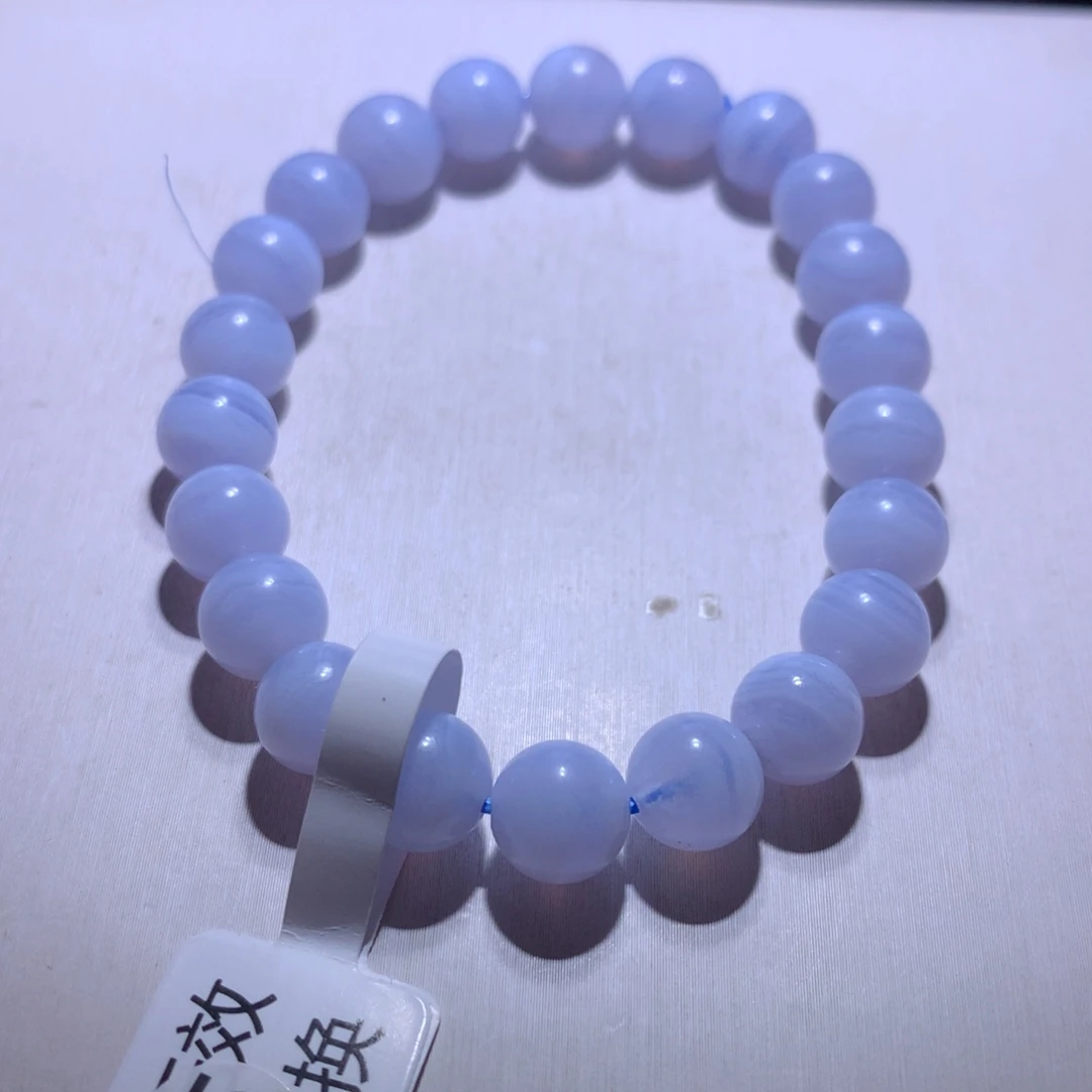 水晶手串银S925镶嵌蓝纹8.5m