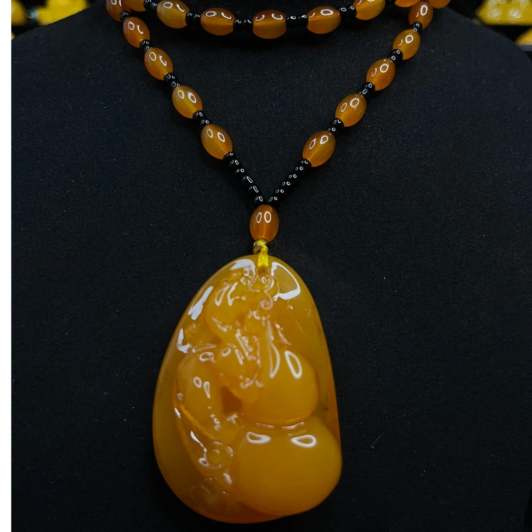 H3珠链深色貔貅抱葫芦吊坠项链