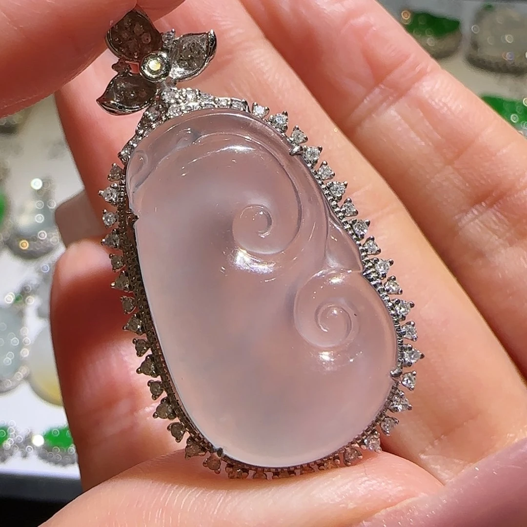 【闪购商品】翡翠18K金镶嵌颈饰天然缅甸a货翡翠