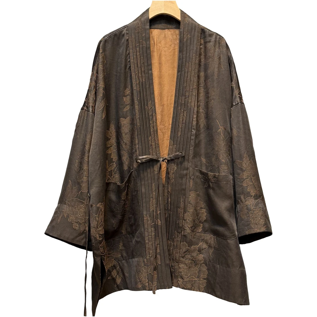 茶歇 - 桑蚕丝透孔萝香云纱！双面穿新中式复古汉服外套