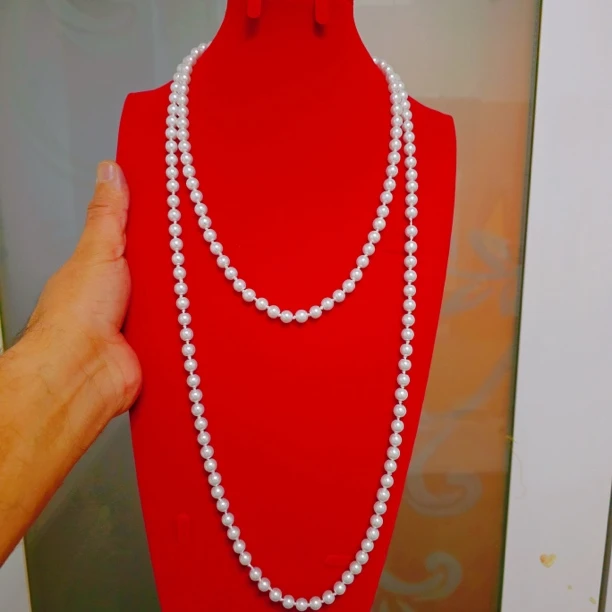 非金属亚克力项链 非金属珍珠 长款毛衣链百搭多层正圆مارجان