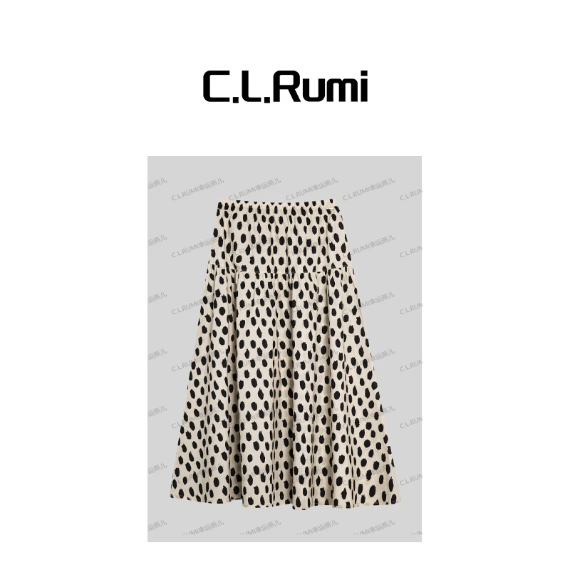 【Rumi时装】“奥黛丽“25夏不规则波点印花减龄显瘦松紧半身裙6795bq