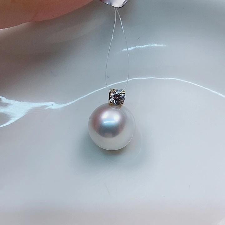 海水珍珠吊坠(不含链)18K金镶嵌澳白12-13mm