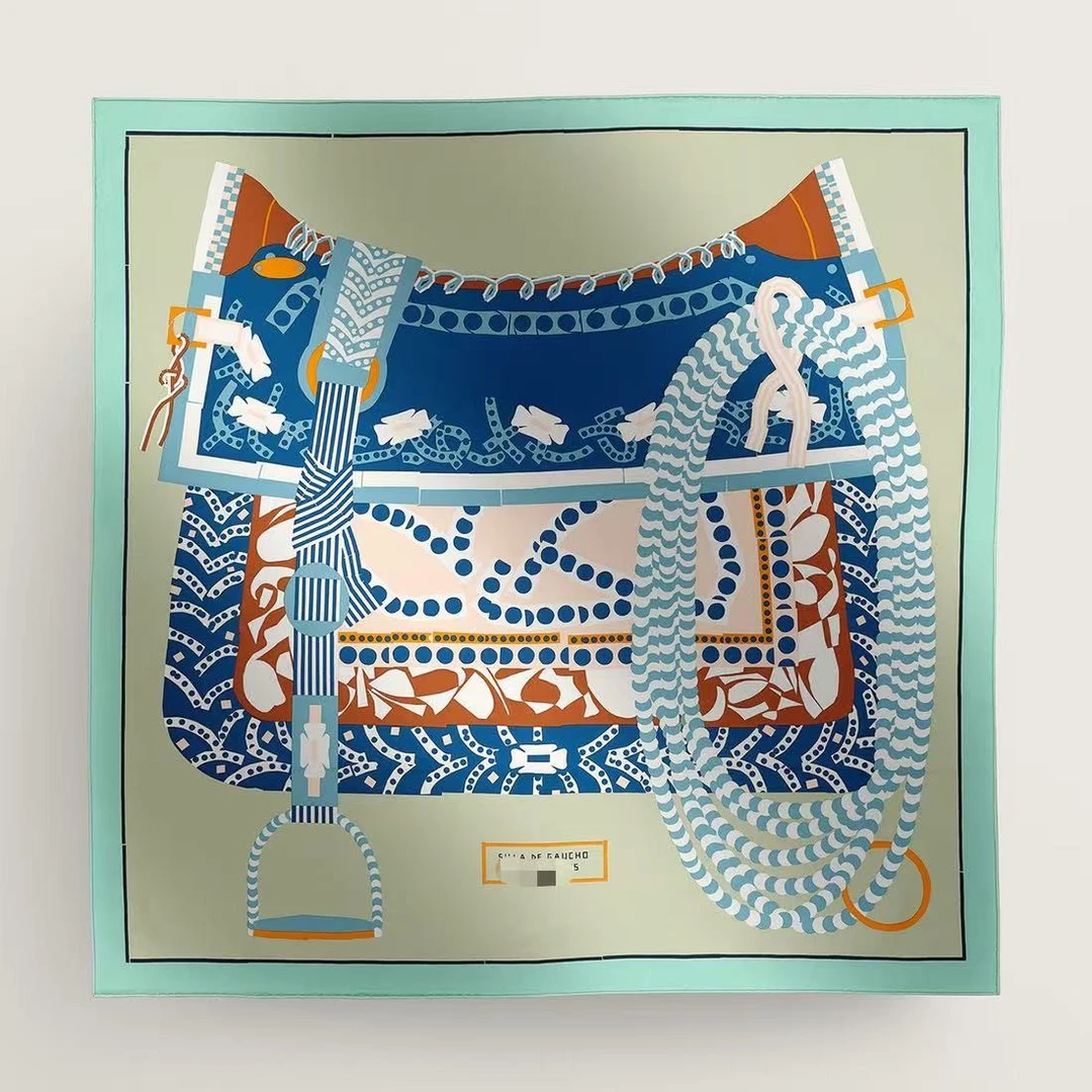 「高乔牛仔马鞍」90cm18姆米斜纹台版丝巾时尚百搭桑蚕丝真丝方巾