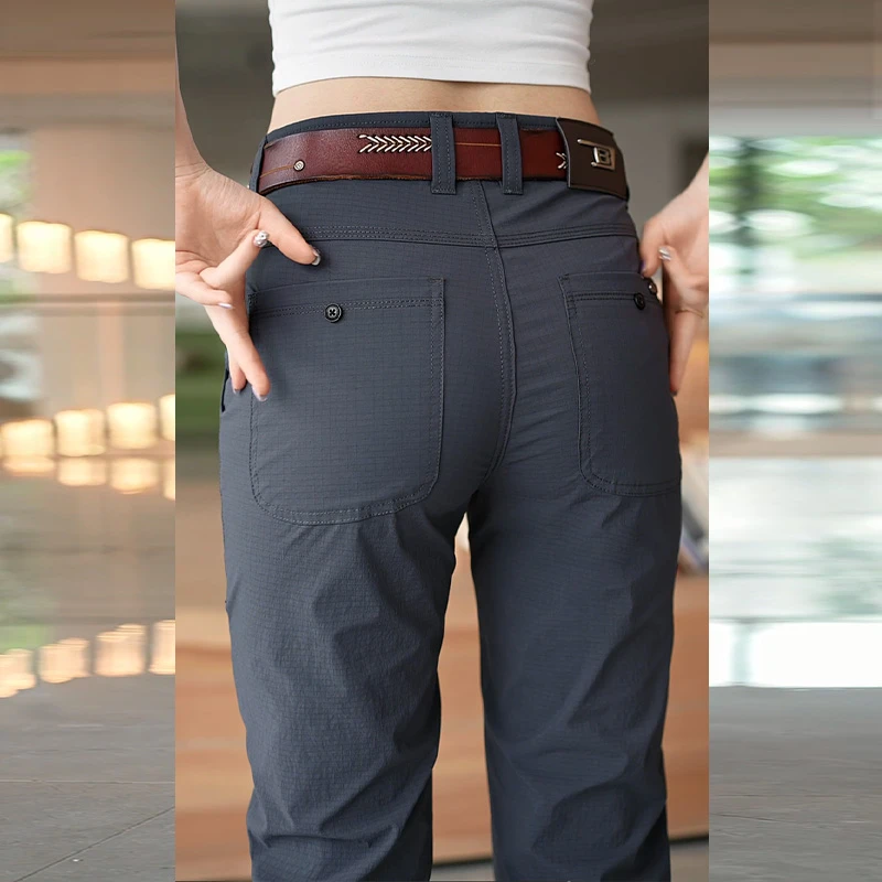 凉感百搭暗纹男士休闲裤修身直筒2025年夏季薄款时尚潮流长裤子男