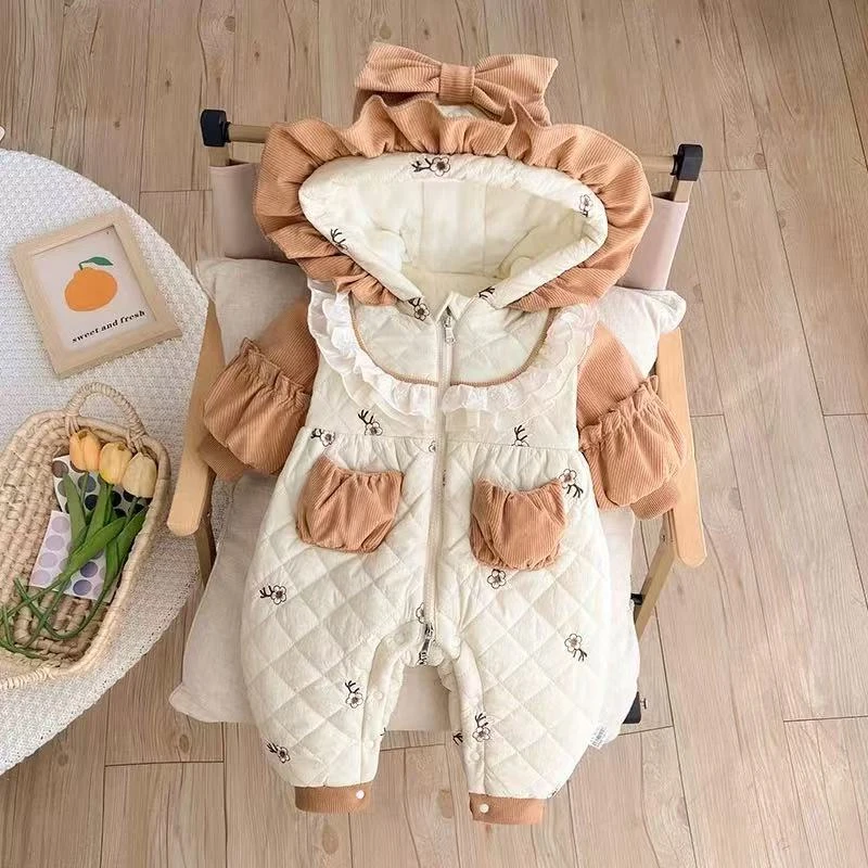 白加咖色蕾丝边可爱风连体哈衣《正码正拍》现货现发