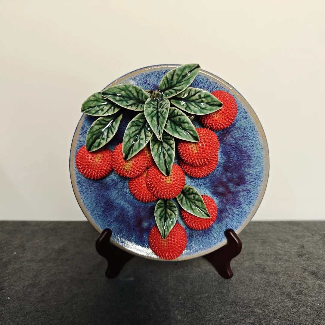 【荔枝赏盘 28cm*11cm*28cm】石湾公仔陶瓷高档家居手工精品摆件