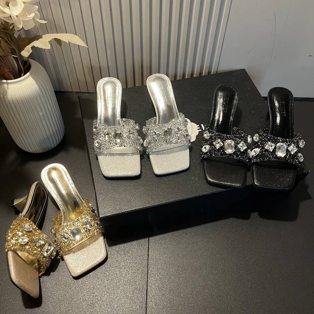 2025年夏季新款百搭绝美高级感水钻舒适软底外穿爆款凉拖 - 5CM