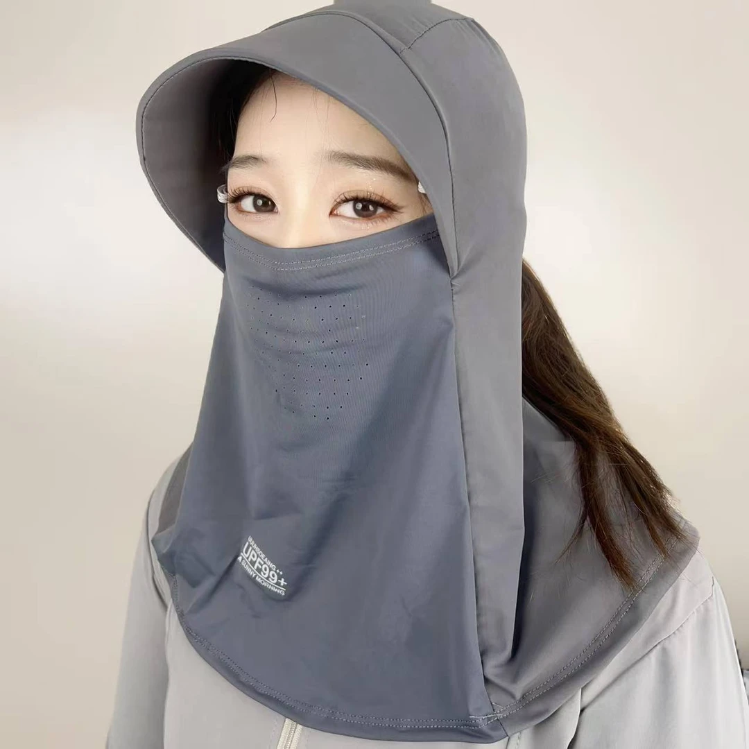 冰丝防晒帽遮阳帽可戴头盔防紫外线速干薄款透气夏季户外遮脸骑行