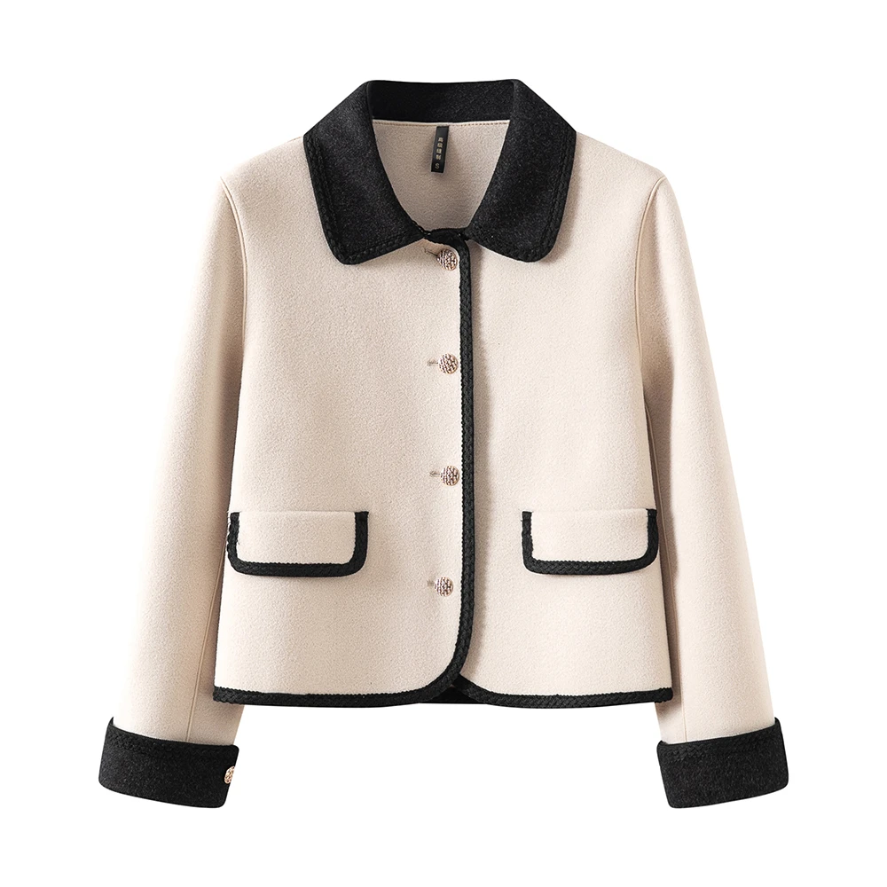 网红款外套女士外衣秋冬款女生冬季小香风显瘦小个子双面呢8838