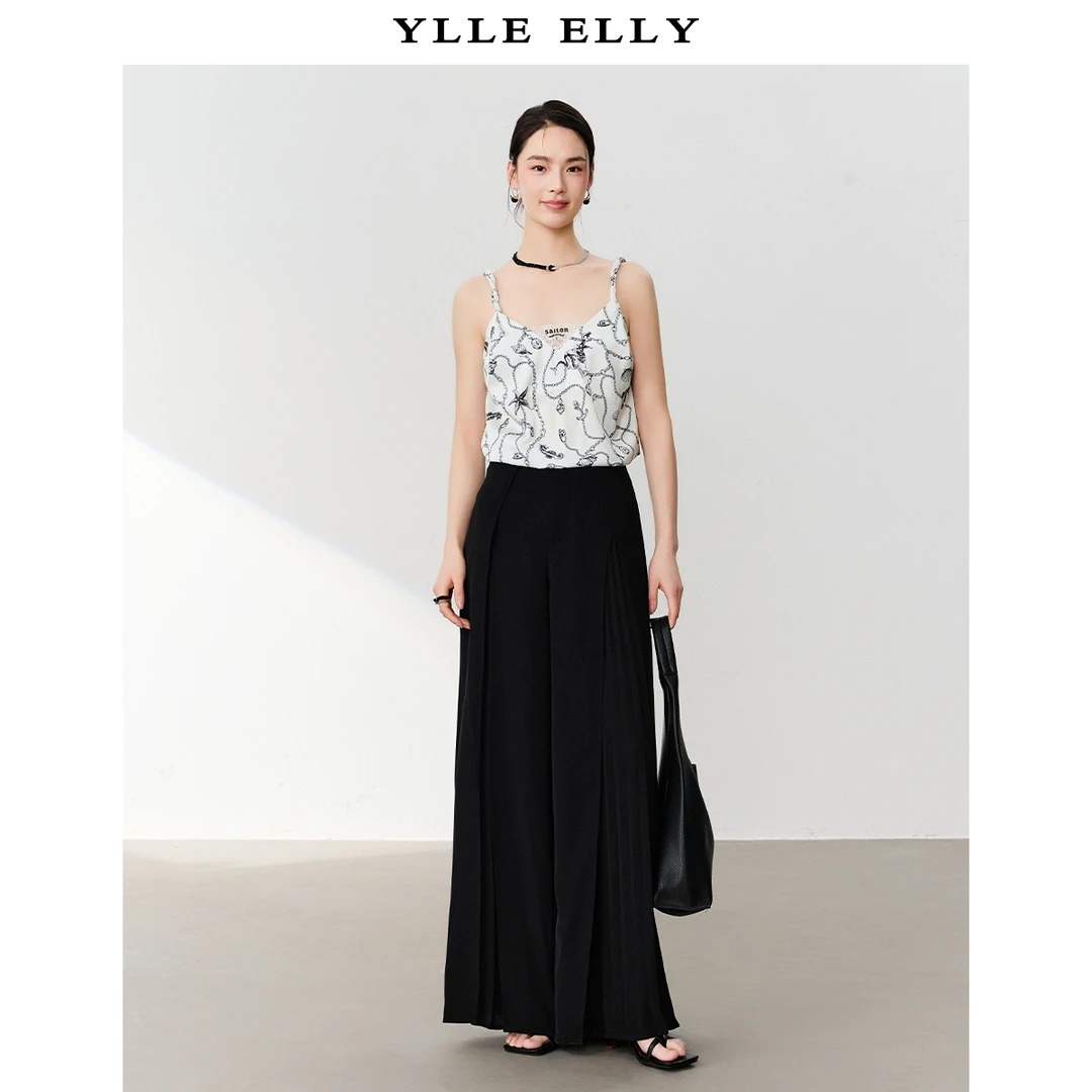 设计感吊带夏季新款时尚V领蕾丝拼接海洋风印花背心Y315010206