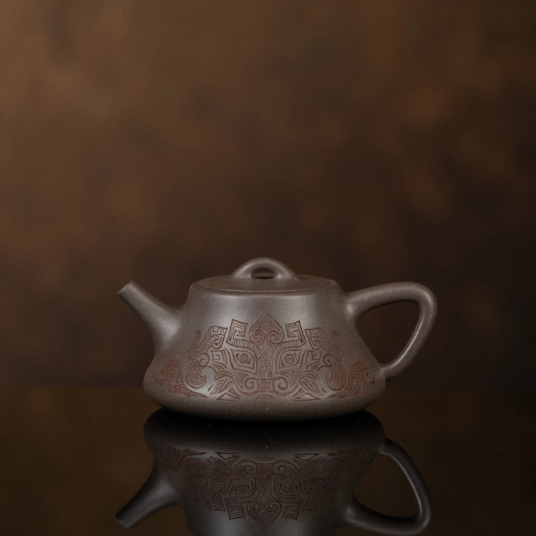【利贞l饕餮纹-柱础】原矿段泥约180cc手工制宜兴茶壶茶具FX