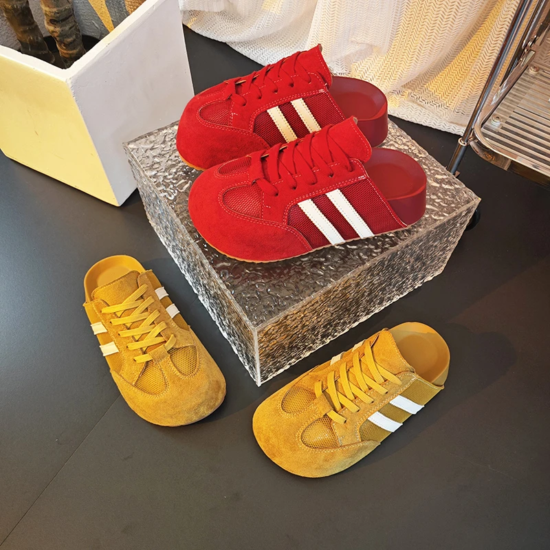 《星星》2025新款夏季透气时尚百搭厚底半拖学生女士包头软底半拖鞋