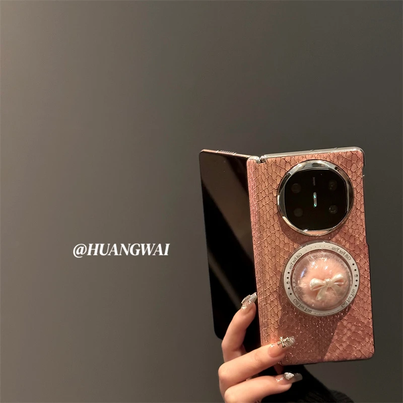 高级感蛇皮纹适用mateX6折叠屏手机壳x5/X3典藏版磁吸支架三星ZFo