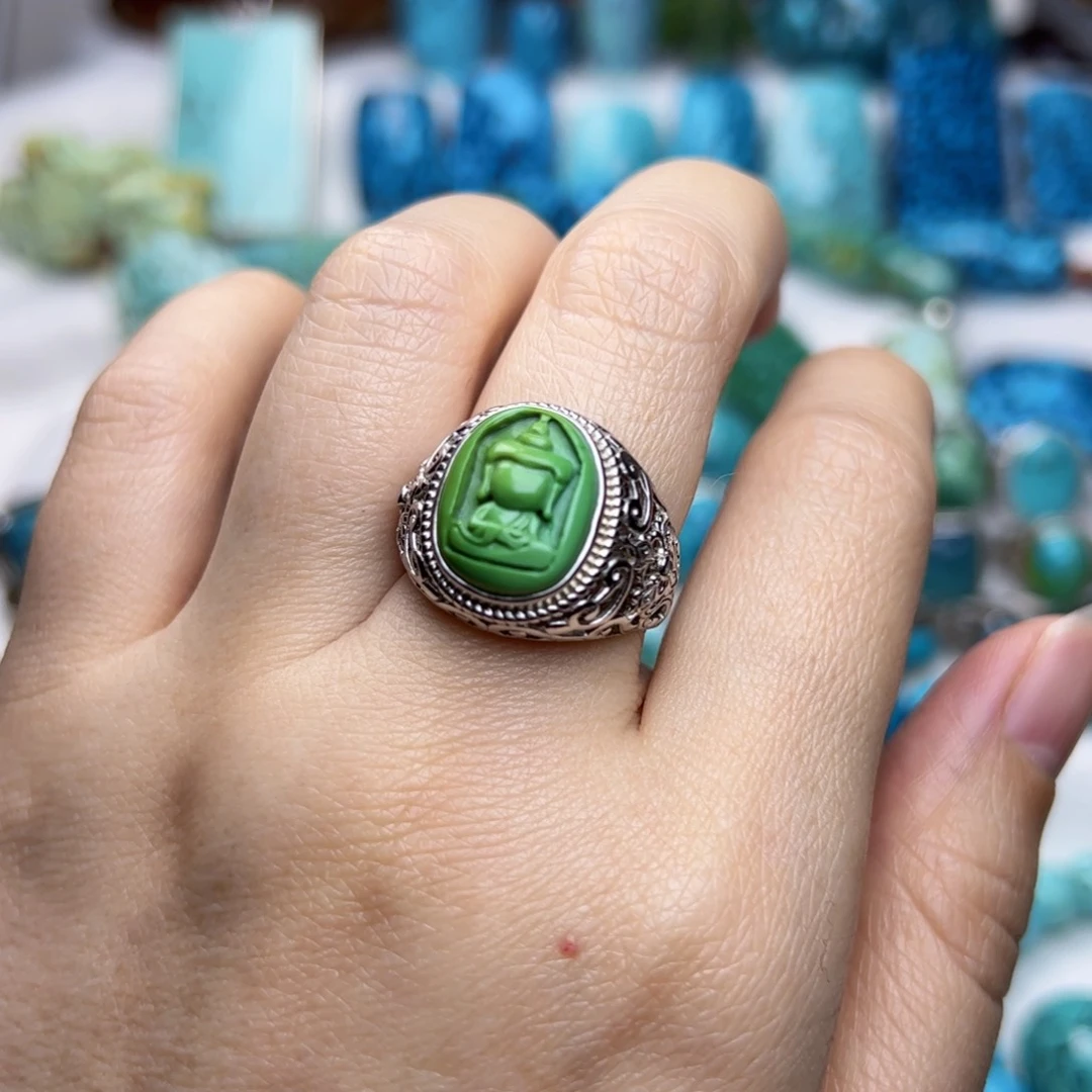 绿松石珠宝奇石银S925镶嵌