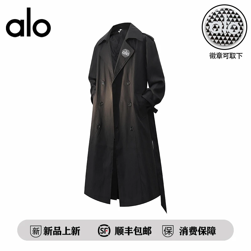 【官方奥特莱斯】alo潮牌 日系复古中长款高级感风衣百搭男士大衣