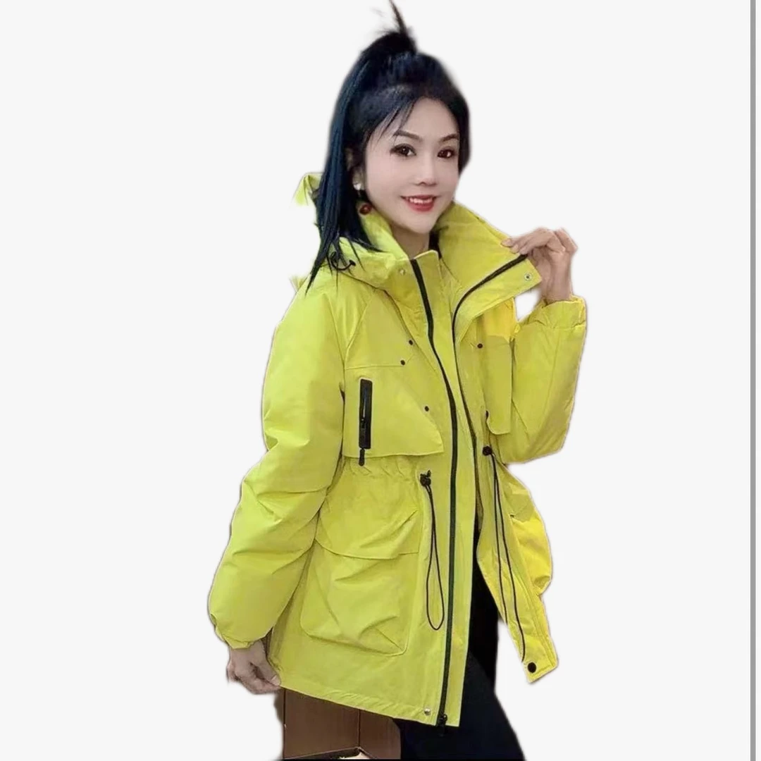 高端加厚派克棉服女冬季新款长袖连帽纯色中长款宽松网红棉衣