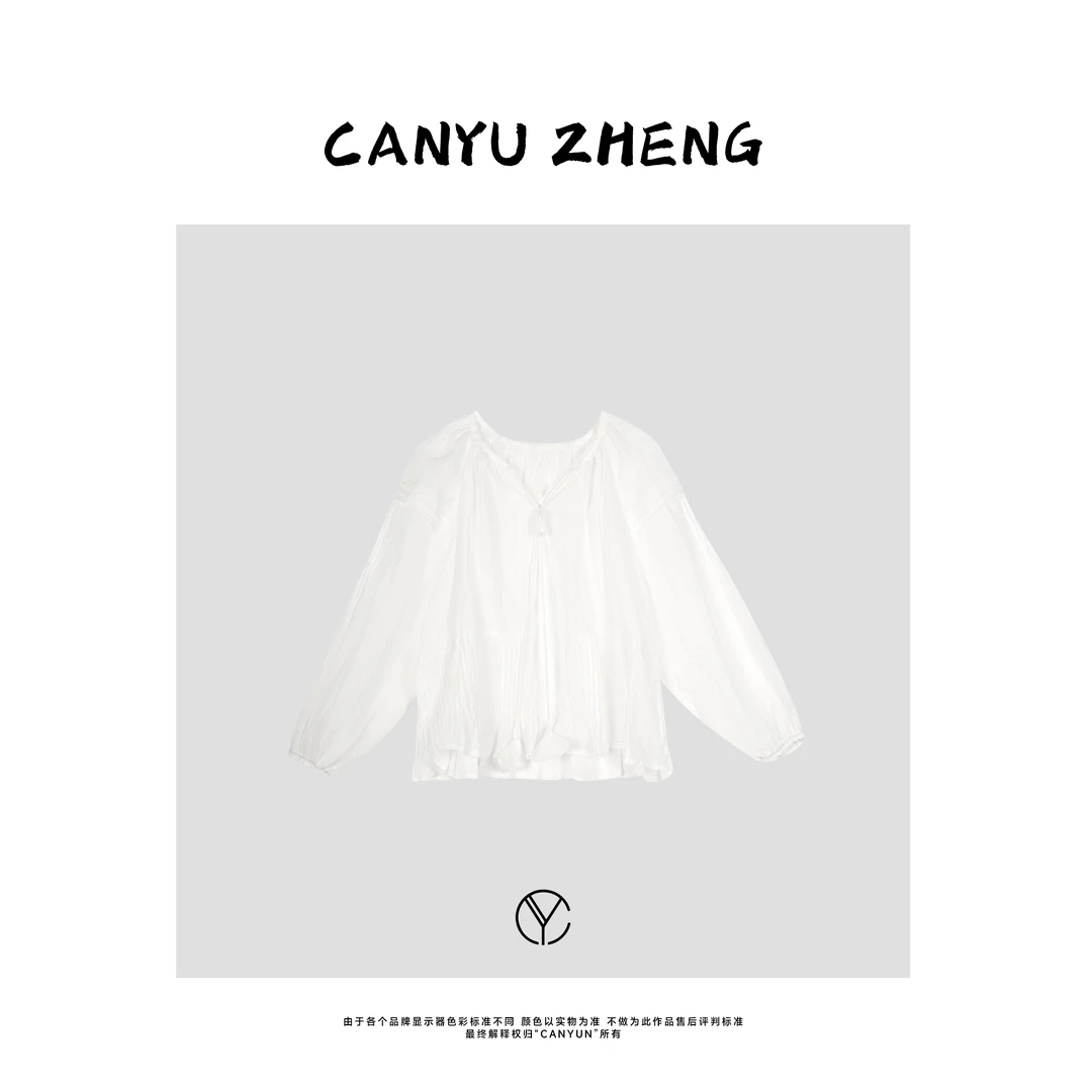 CANYU春夏 深圳南油新款 100苎麻 压褶工艺修身显瘦百搭衬衫